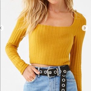 NWT Forever 21 Mustard Square Neck Crop Top